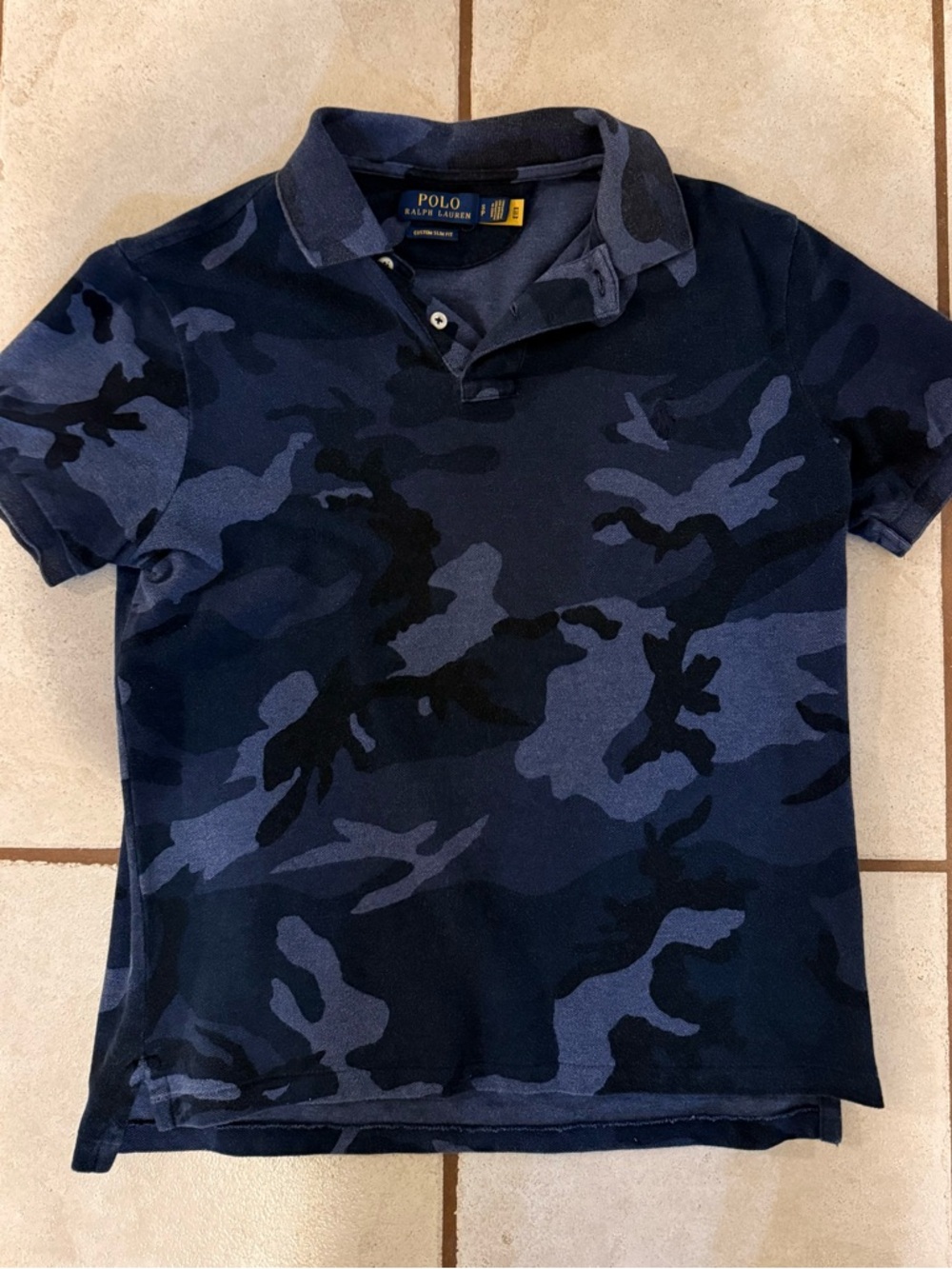 NWOT Polo Ralph Lauren Blue Camo Polo Men’s Small Custom Fit